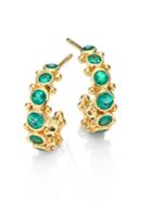 Temple St. Clair Eternity Emerald & 18k Yellow Gold Hoop Earrings/0.4