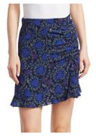 Derek Lam 10 Crosby Floral-print Ruched Silk Mini Skirt
