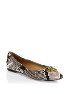 Tory Burch Chelsea Python-embossed Ballet Flats