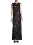 Laundry By Shelli Segal Platinum Sequin Cutout Gown