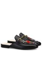 Gucci Princetown Embroidered Leather Flat Mules