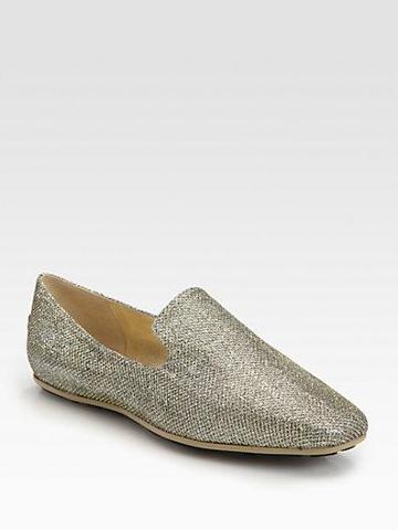 Jimmy Choo Wheel Glitter Lamé Smoking Slippers