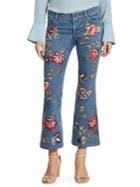Alice + Olivia Ryley Embroidered Cropped Flare Jeans