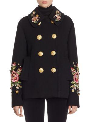 Dolce & Gabbana Floral-embroidered Wool Double-breasted Jacket