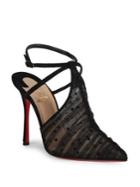 Christian Louboutin Acide Lace 100 Tulle Ankle-strap Pumps