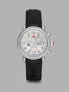 Michele Watches Csx Diamond, Stainless Steel & Alligator Chronograph Strap Watch/black