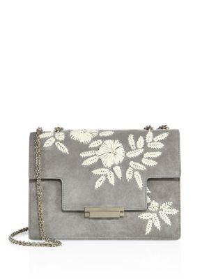 Aerin Floral-embroidered Suede Crossbody Bag