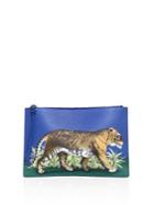 Gucci Tiger-print Leather Pouch