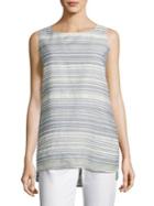 Lafayette 148 New York Ruthie Striped Cotton And Silk Blouse