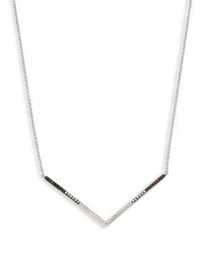 Ef Collection Chevron Fade Multicolor Diamond & 14k White Gold Pendant Necklace