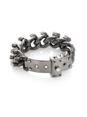 Lanvin Thin Metal & Crystal Chain Bracelet