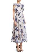Lela Rose Floral-embroidered Organza Ruffle A-line Dress