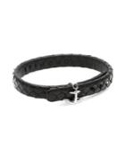 Stinghd Silver Anchor And Leather Bracelet