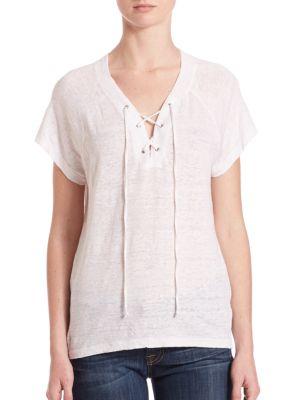 Monrow Oversized Lace-up Linen Tee