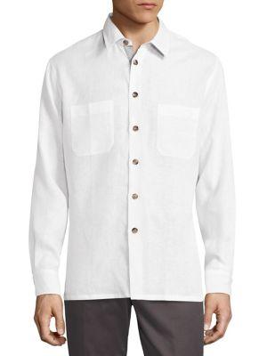 Luciano Barbera Solid Linen Shirt