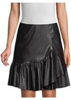 Rebecca Taylor Faux Leather Ruffled A-line Skirt