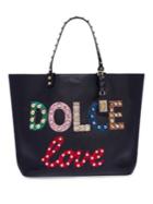 Dolce & Gabbana Studded Logo Leather Tote