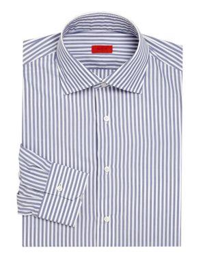 Isaia Striped Long Sleeve Cotton Shirt
