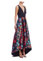 Theia Floral Polka Dot High-low Gown