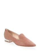 Nicholas Kirkwood Faux Pearl-embellished Suede Loafers