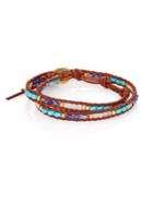 Chan Luu Turquoise, Sodalite, Amazonite & Leather Beaded Wrap Bracelet