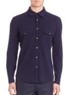 Brunello Cucinelli Solid Wool, Cashmere & Silk Blend Western Shirt
