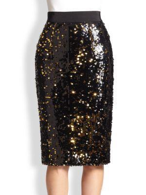 Milly Sequined Pencil Skirt