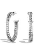 David Yurman Crossover Medium Hoop Earrings With Diamonds
