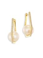 Shay Sticks & Stones Geometric Caged Pearl & Diamond Drop Earrings