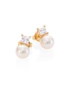 Majorica 10mm White Round Pearl & Crystal Stud Earrings