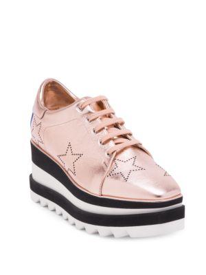 Stella Mccartney Elyse Rose Gold Star Sneaker Wedges