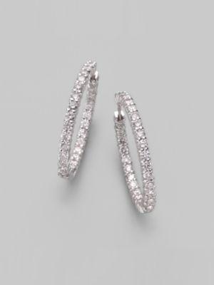 Roberto Coin Diamond & 18k White Gold Hoop Earrings/1&frac14