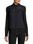 Yigal Azrouel Silk Embroidered Blouse