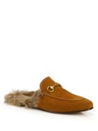Gucci Princetown Fur-lined Suede Loafer Slides