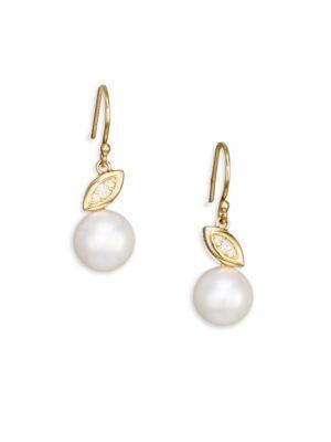 Ippolita Nova 18k Gold Pearl & Diamond Drop Earrings