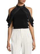 Alice + Olivia Bree Draped Cold-shoulder Cropped Top