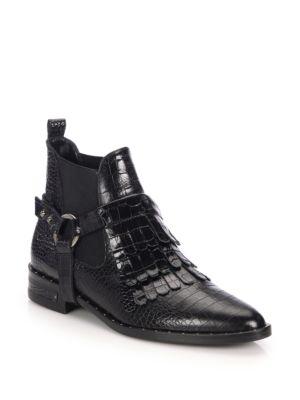 Freda Salvador Fringed Snake-embossed Leather Ankle Boots