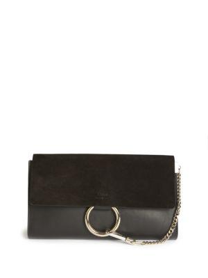 Chlo Faye Leather & Suede Clutch