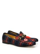 Gucci New Jordaan Plaid Leather Horsebit Loafers