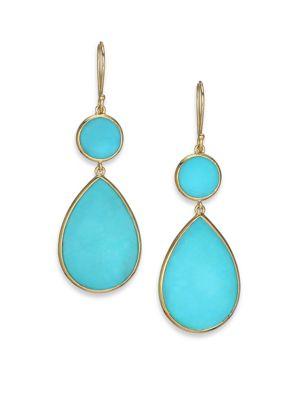 Ippolita Polished Rock Candy Turquoise & 18k Yellow Gold Snowman Drop Earrings