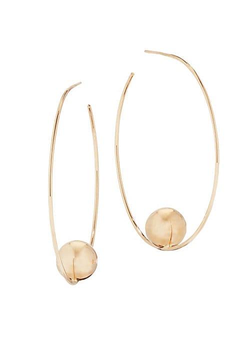 Lana Jewelry Hollow Balls 14k Yellow Gold Wire Hoop Earrings