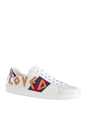 Gucci Men's New Ace Loved Leather Sneakers