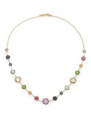 Ippolita Rock Candy Rainbow Semi-precious Multi-stone & 18k Yellow Gold Lollitini Short Station Necklace