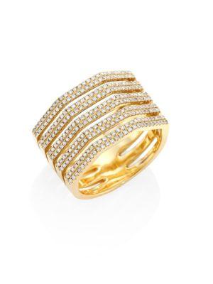 Ron Hami Five-row Diamond & 18k Yellow Gold Ring