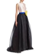 Carolina Herrera Embellished Colorblock Gown