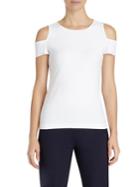 Lafayette 148 New York Swiss Ribbed Cold Shoulder Top