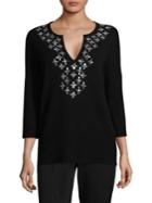 Michael Kors Collection Embellished Cashmere Top