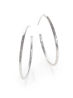 Ippolita Stella Diamond & Sterling Silver #3 Hoop Earrings/1.6