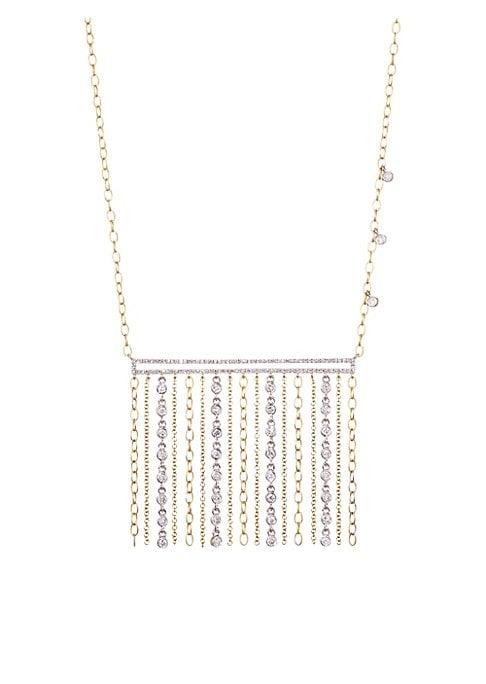 Meira T 14k White & Yellow Gold Diamond Fringed Lariat Necklace