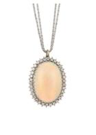 Renee Lewis 18k White Gold, Diamond & Opal Pendant Necklace